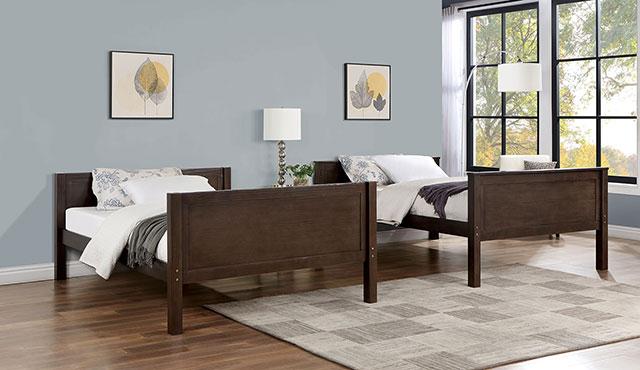 STAMOS Full/Full, Twin/Full, & Twin/twin Bunk Bed, Walnut - Imperial Furniture (Las Vegas, NV) - Multi Location