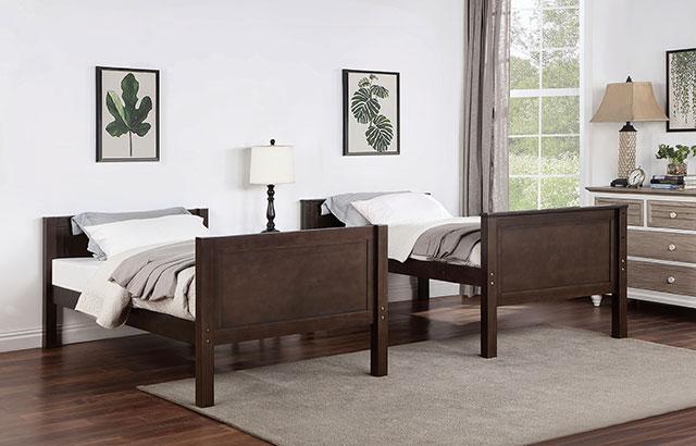 STAMOS Full/Full, Twin/Full, & Twin/twin Bunk Bed, Walnut - Imperial Furniture (Las Vegas, NV) - Multi Location