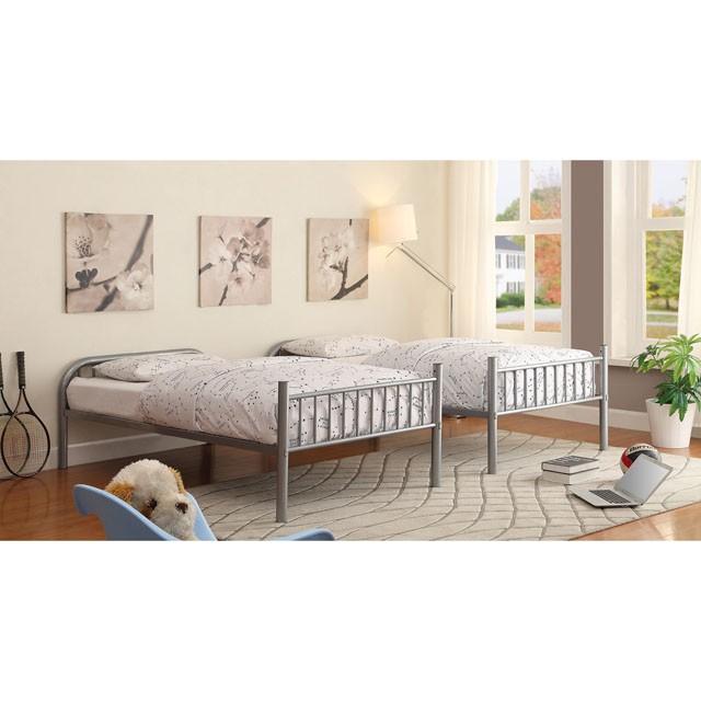 RAINBOW Silver Metal Twin/Twin Bunk Bed - Imperial Furniture (Las Vegas, NV) - Multi Location