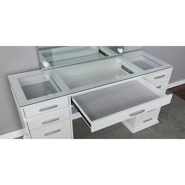 Valentina Vanity Set White & Dark Gray - Imperial Furniture (Las Vegas, NV) - Multi Location