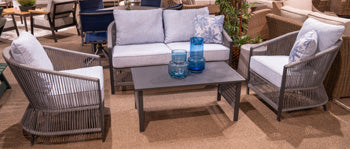 Bridges Beach Outdoor Love/Chairs/Table Set (Set of 4) - Imperial Furniture (Las Vegas, NV) - Multi Location