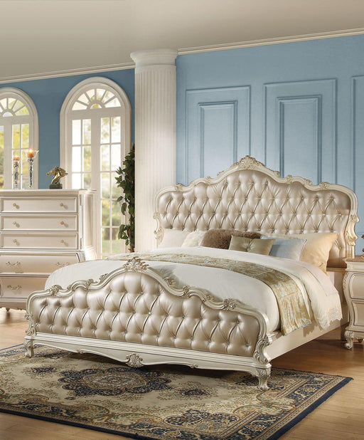 Acme Chantelle California King Bed with Button Tufted Panels in Pearl White 23534CK - Imperial Furniture (Las Vegas, NV) - Multi Location