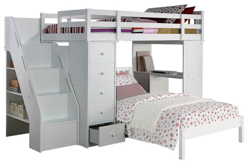 Acme Freya Loft Bed with Bookcase Ladder in White 37145 - Imperial Furniture (Las Vegas, NV) - Multi Location