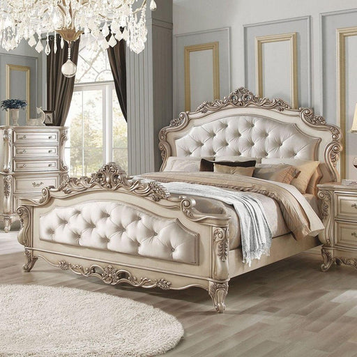 Acme Furniture Gorsedd King Panel Bed in Antique White - Imperial Furniture (Las Vegas, NV) - Multi Location