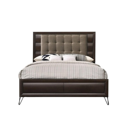 Acme Furniture Tablita Upholstered King Bed in Dark Merlot 27457EK - Imperial Furniture (Las Vegas, NV) - Multi Location