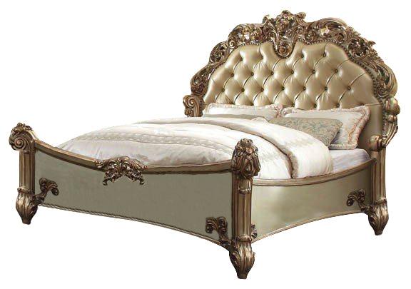 Acme Vendome Button Tufted Cal King Bed in Gold Patina 22994CK - Imperial Furniture (Las Vegas, NV) - Multi Location