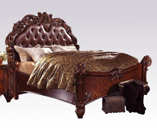 Acme Vendome King Panel Bed with Button Tufted Headboard in Cherry 21997EK - Imperial Furniture (Las Vegas, NV) - Multi Location