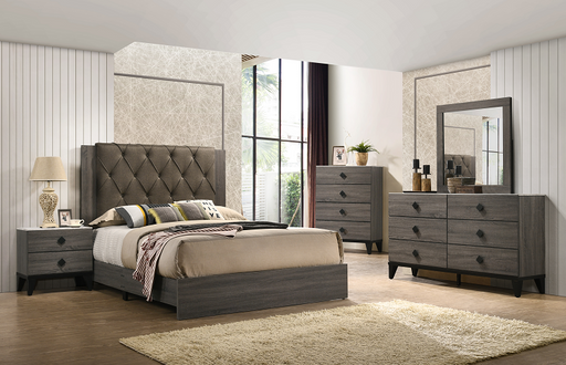 Avantika Fabric & Rustic Gray Oak Eastern King Bed - Imperial Furniture (Las Vegas, NV) - Multi Location
