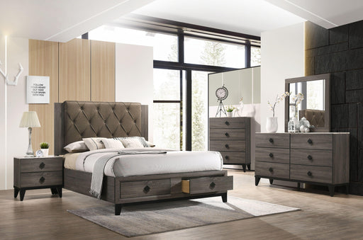 Avantika Fabric & Rustic Gray Oak Eastern King Bed (Storage) - Imperial Furniture (Las Vegas, NV) - Multi Location