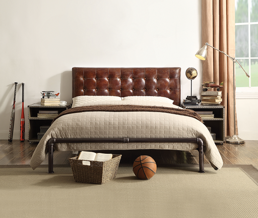 Brancaster Vintage Brown Top Grain Leather Queen Bed - Imperial Furniture (Las Vegas, NV) - Multi Location