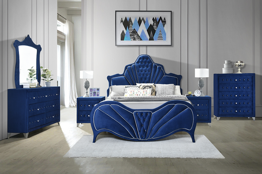Dante Blue Velvet Queen Bed - Imperial Furniture (Las Vegas, NV) - Multi Location