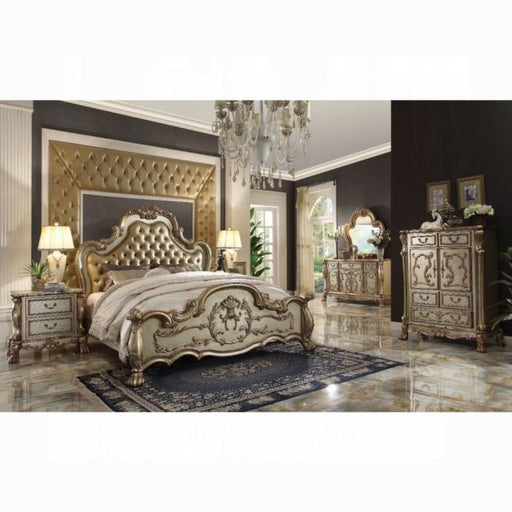 Dresden Bone PU & Gold Patina California King Bed - Imperial Furniture (Las Vegas, NV) - Multi Location