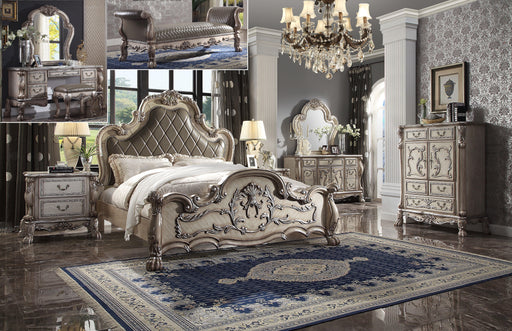 Dresden Vintage Bone White & PU California King Bed - Imperial Furniture (Las Vegas, NV) - Multi Location