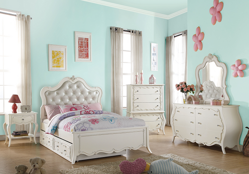 Edalene PU & Pearl White Twin Bed - Imperial Furniture (Las Vegas, NV) - Multi Location