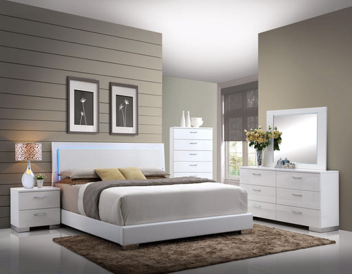 Lorimar White PU & Chrome Leg Queen Bed - Imperial Furniture (Las Vegas, NV) - Multi Location