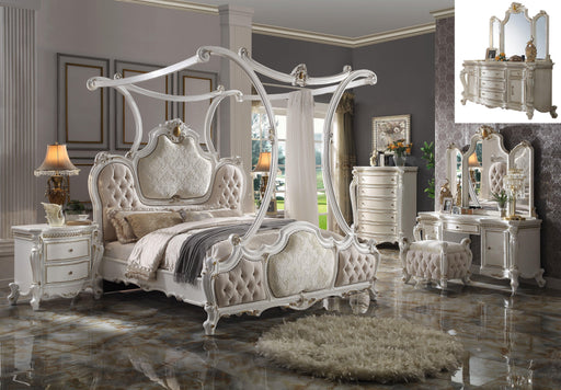 Picardy Fabric & Antique Pearl California King Bed (Canopy) - Imperial Furniture (Las Vegas, NV) - Multi Location