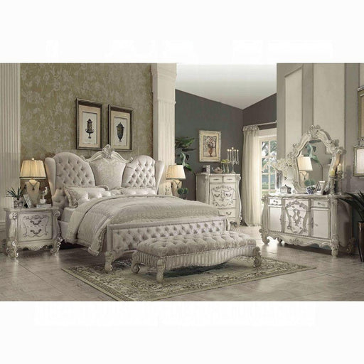 Versailles Ivory Velvet & Bone White Queen Bed - Imperial Furniture (Las Vegas, NV) - Multi Location