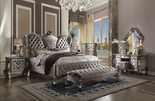 Versailles Velvet & Antique Platinum California King Bed - Imperial Furniture (Las Vegas, NV) - Multi Location