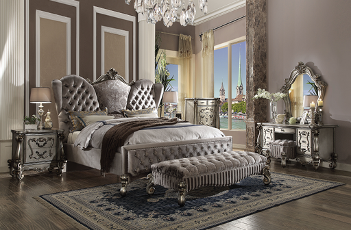 Versailles Velvet & Antique Platinum Queen Bed - Imperial Furniture (Las Vegas, NV) - Multi Location