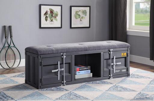 Cargo Gray Fabric & Gunmetal Bench (Storage) - Imperial Furniture (Las Vegas, NV) - Multi Location