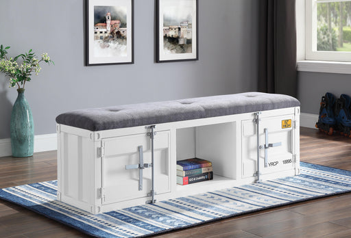 Cargo Gray Fabric & White Bench (Storage) - Imperial Furniture (Las Vegas, NV) - Multi Location