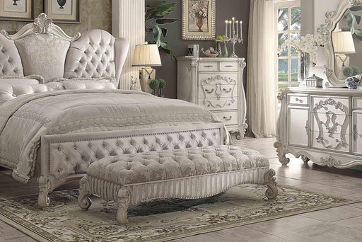Versailles Ivory Fabric & Bone White Bench - Imperial Furniture (Las Vegas, NV) - Multi Location