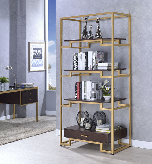 Yumia Gold & Clear Glass Bookshelf - Imperial Furniture (Las Vegas, NV) - Multi Location