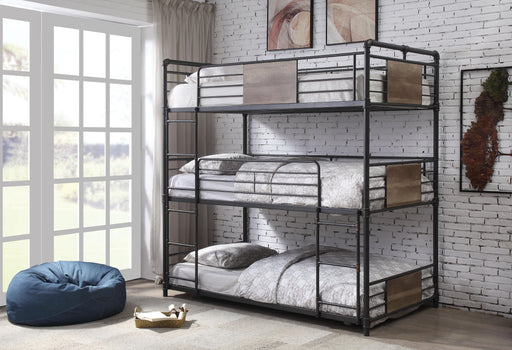 Brantley Sandy Black & Dark Bronze Hand-Brushed Bunk Bed (Triple Twin) - Imperial Furniture (Las Vegas, NV) - Multi Location