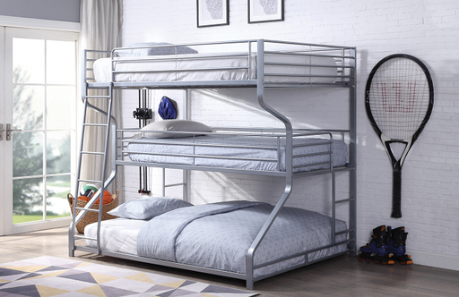 Caius II Silver Bunk Bed (Triple Full/Twin/Queen) - Imperial Furniture (Las Vegas, NV) - Multi Location