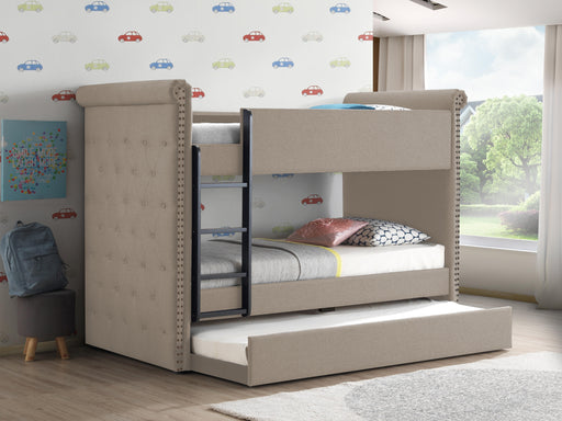 Romana II Beige Fabric Bunk Bed & Trundle (Twin/Twin) - Imperial Furniture (Las Vegas, NV) - Multi Location