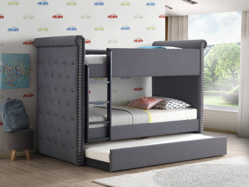 Romana II Gray Fabric Bunk Bed & Trundle (Twin/Twin) - Imperial Furniture (Las Vegas, NV) - Multi Location