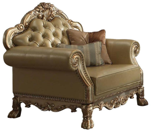 Acme Dresden Chair w/ 2 Pillows in Gold Patina 53162 - Imperial Furniture (Las Vegas, NV) - Multi Location