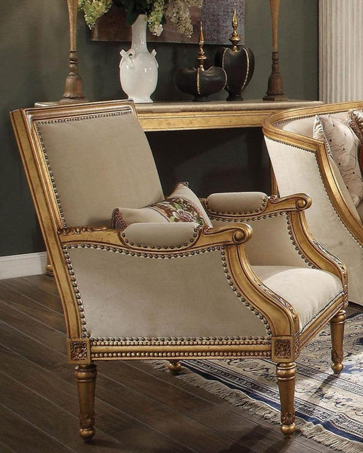 Acme Furniture Daesha Accent Chair in Tan Flannel & Antique Gold 50838 - Imperial Furniture (Las Vegas, NV) - Multi Location