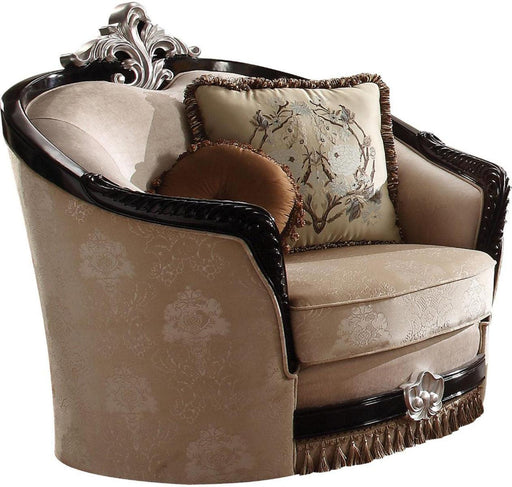 Acme Furniture Ernestine Chair with 2 Pillows in Tan and Black 52112 - Imperial Furniture (Las Vegas, NV) - Multi Location