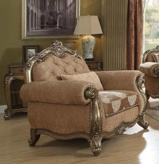 Acme Ragenardus Chair with 1 Pillow in Fabric & Vintage Oak 56032 - Imperial Furniture (Las Vegas, NV) - Multi Location