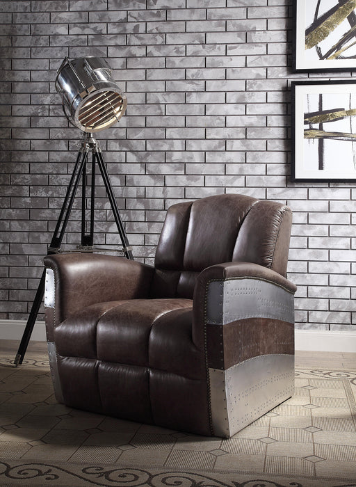 Brancaster Retro Brown Top Grain Leather & Aluminum Accent Chair - Imperial Furniture (Las Vegas, NV) - Multi Location