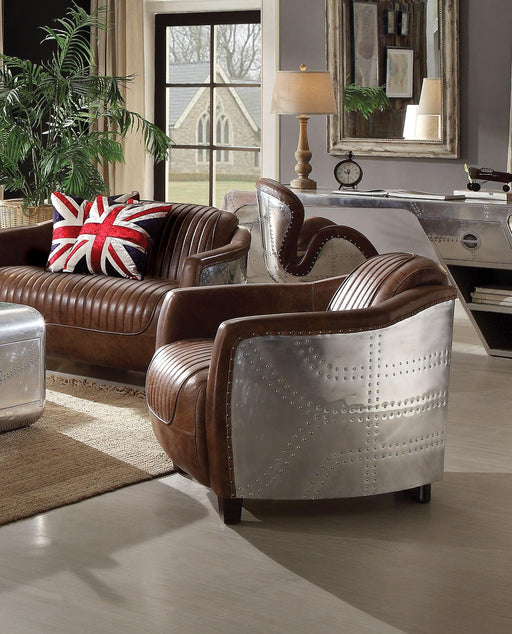 Brancaster Retro Brown Top Grain Leather & Aluminum Chair - Imperial Furniture (Las Vegas, NV) - Multi Location