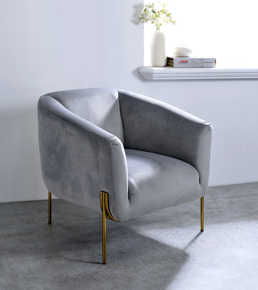 Carlson Gray Velvet & Gold Accent Chair - Imperial Furniture (Las Vegas, NV) - Multi Location