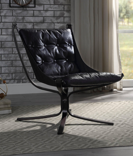 Carney Vintage Blue Top Grain Leather Accent Chair - Imperial Furniture (Las Vegas, NV) - Multi Location