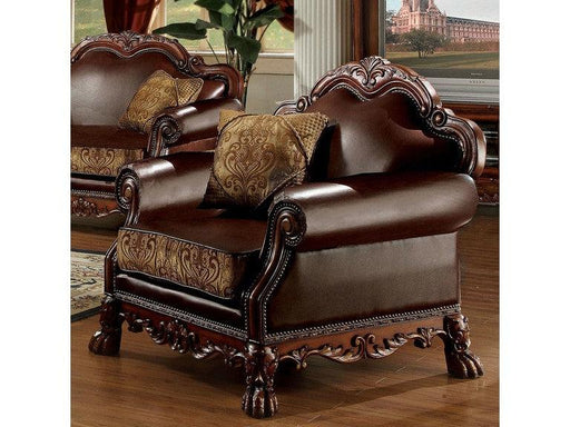 Dresden Brown PU & Chenille, Cherry Oak Chair & 1 Pillow - Imperial Furniture (Las Vegas, NV) - Multi Location