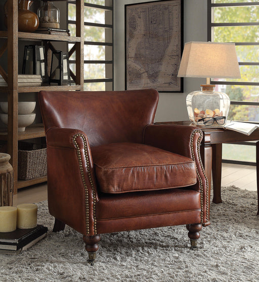 Leeds Vintage Dark Brown Top Grain Leather Accent Chair - Imperial Furniture (Las Vegas, NV) - Multi Location
