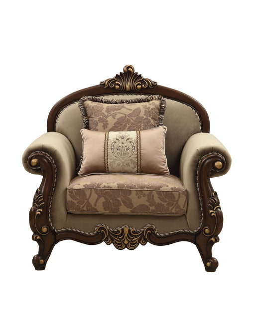 Mehadi Velvet & Walnut Chair & 2 Pillows - Imperial Furniture (Las Vegas, NV) - Multi Location