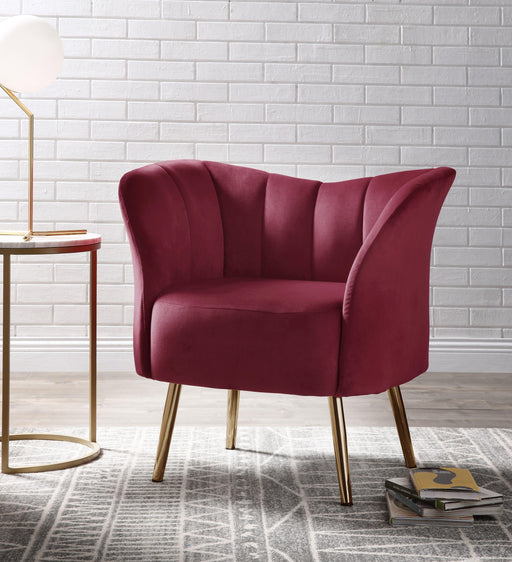 Reese Burgundy Velvet & Gold Accent Chair - Imperial Furniture (Las Vegas, NV) - Multi Location