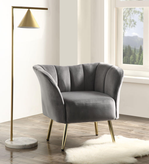 Reese Gray Velvet & Gold Accent Chair - Imperial Furniture (Las Vegas, NV) - Multi Location