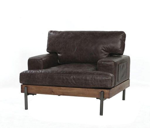 Silchester Oak & Distress Chocolate Top Grain Leather Chair - Imperial Furniture (Las Vegas, NV) - Multi Location