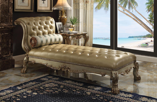 Dresden Bone PU & Gold Patina Chaise & Pillow - Imperial Furniture (Las Vegas, NV) - Multi Location