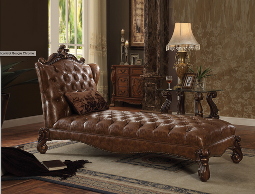 Versailles 2-Tone Light Brown PU & Cherry Oak Chaise & Pillow - Imperial Furniture (Las Vegas, NV) - Multi Location