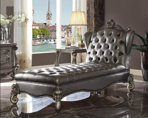 Versailles Silver PU & Antique Platinum Chaise - Imperial Furniture (Las Vegas, NV) - Multi Location