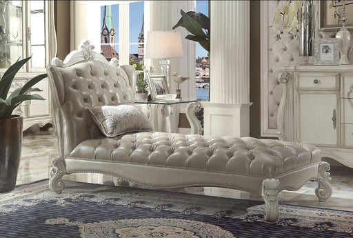 Versailles Vintage Gray PU & Bone White Chaise & Pillow - Imperial Furniture (Las Vegas, NV) - Multi Location