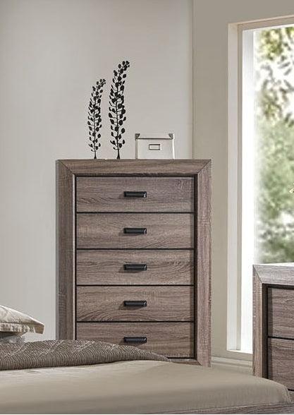 Acme Lyndon 5-Drawer Chest in Weathered Gray Grain 26026 - Imperial Furniture (Las Vegas, NV) - Multi Location